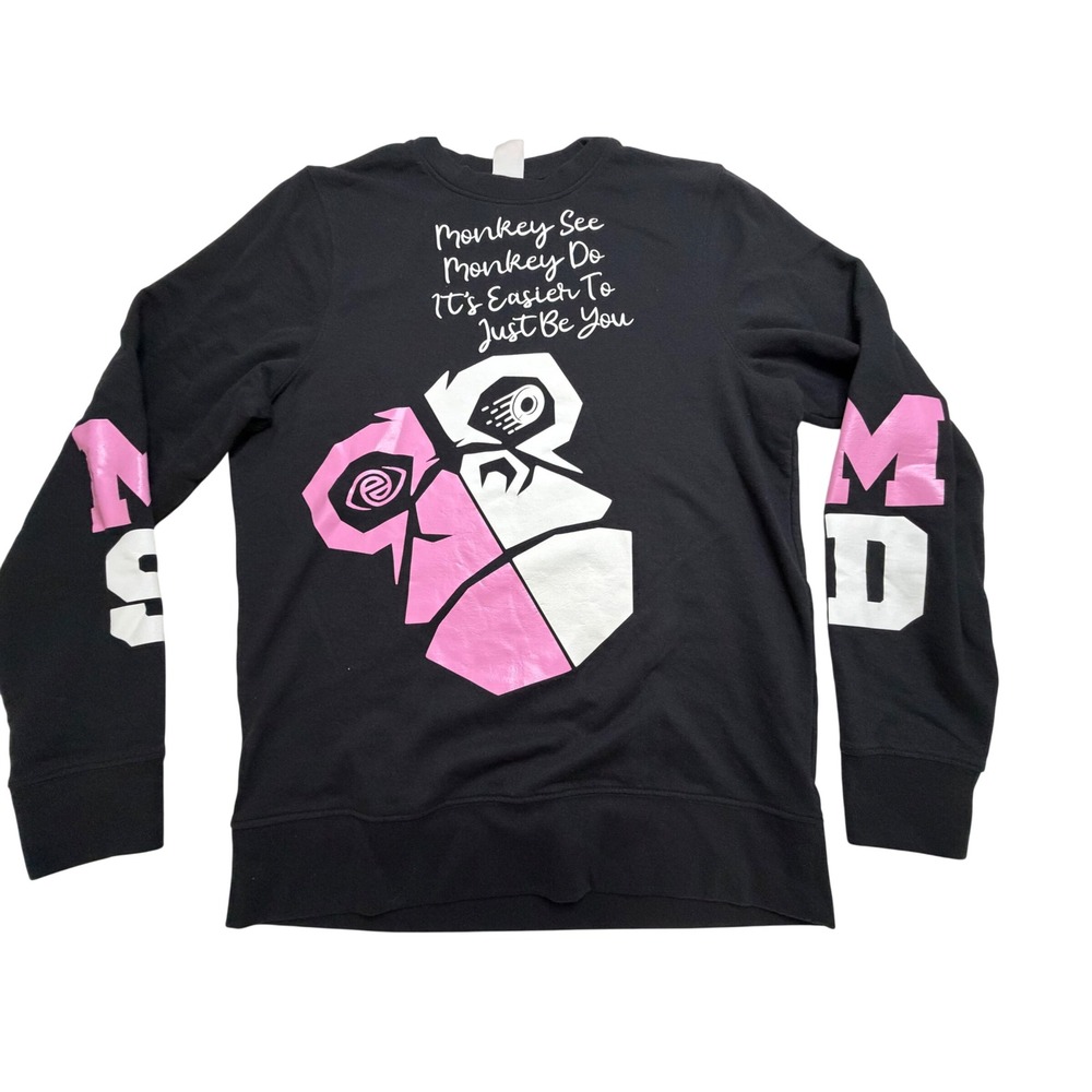 Make Market Monkey See Monkey Do Graphic Sweatshirt Black Pink Small
